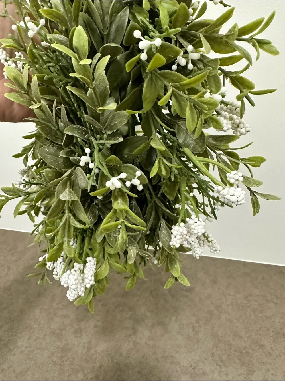 Lush Green Boxwood Wreath with White Berry Accents Faux 12-13” Set of 2 Match